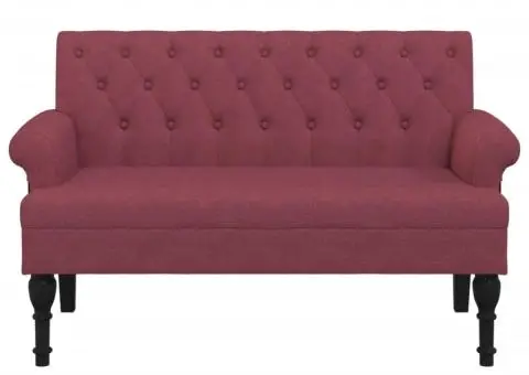 Bancă cu spătar, roșu vin, 120x62x75,5 cm, textil - 3/5