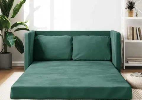 Canapea extensibilă de podea 2 în 1, verde închis, 122x204x55cm - 1/5