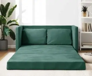 vidaXL Canapea extensibilă de podea 2 în 1, verde închis, 122x204x55cm