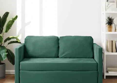 Canapea extensibilă de podea 2 în 1, verde închis, 122x204x55cm - 3/5