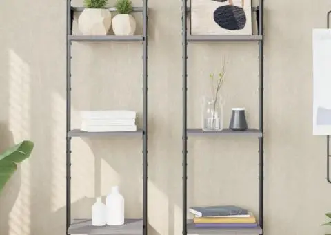 Rafturi perete 3 niveluri cu bare 2 buc. gri sonoma 30x25x100cm - 1/5