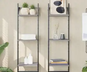 vidaXL Rafturi perete 3 niveluri cu bare 2 buc. gri sonoma 30x25x100cm