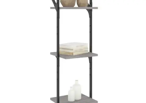 Rafturi perete 3 niveluri cu bare 2 buc. gri sonoma 30x25x100cm - 3/5