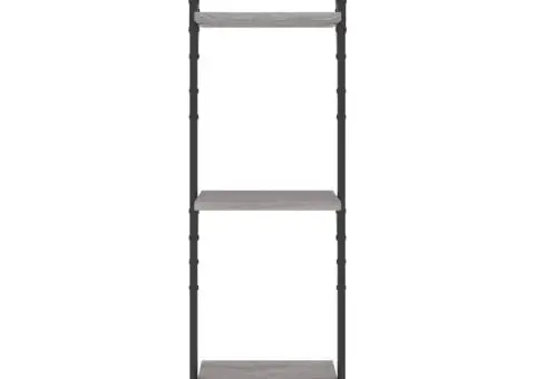 Rafturi perete 3 niveluri cu bare 2 buc. gri sonoma 30x25x100cm - 5/5