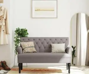 vidaXL Bancă cu spătar, gri taupe, 120x62x75,5 cm, textil