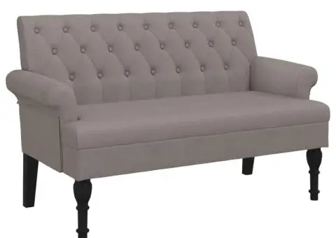 Bancă cu spătar, gri taupe, 120x62x75,5 cm, textil - 2/5