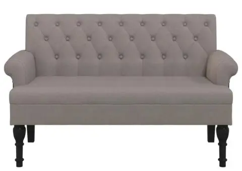 Bancă cu spătar, gri taupe, 120x62x75,5 cm, textil - 3/5