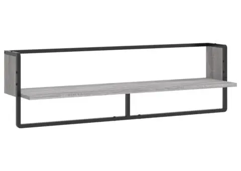 Raft de perete cu bară, gri sonoma, 100x25x30 cm - 2/5