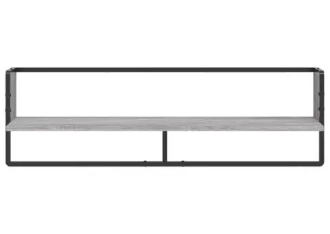 Raft de perete cu bară, gri sonoma, 100x25x30 cm - 4/5