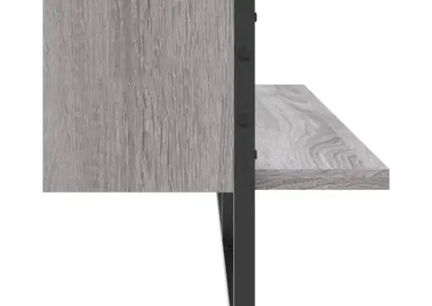Raft de perete cu bară, gri sonoma, 100x25x30 cm - 5/5