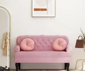vidaXL Banchetă cu spătar, roz, 119,5x64,5x75 cm, catifea