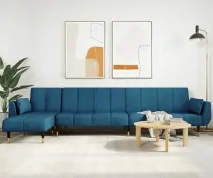 vidaXL Canapea extensibilă în formă de L albastru 275x140x70cm catifea