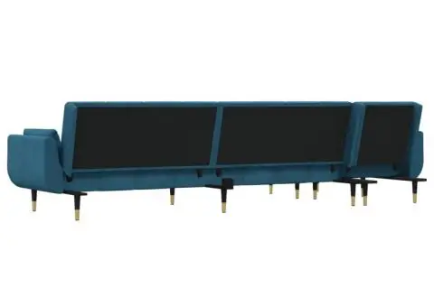 Canapea extensibilă în formă de L albastru 275x140x70cm catifea - 5/5