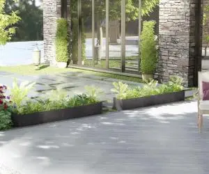 vidaXL Jardiniere de grădină, 2 buc., gri, 200x31x31cm, lemn masiv pin