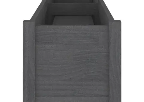 Jardiniere de grădină, 2 buc., gri, 200x31x31cm, lemn masiv pin - 5/5