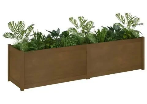 Jardinieră de grădină maro miere 200x50x50 cm lemn masiv pin - 3/5