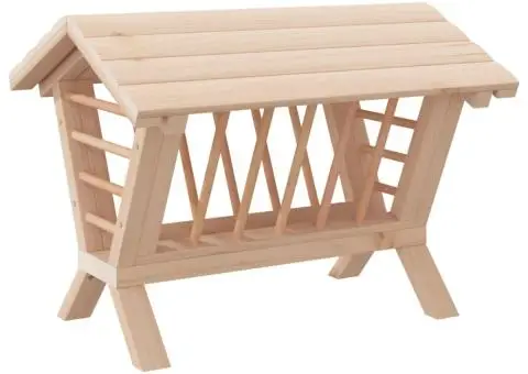 Hrănitor pentru fân de iepuri, 44x33x33 cm, lemn masiv brad - 2/5