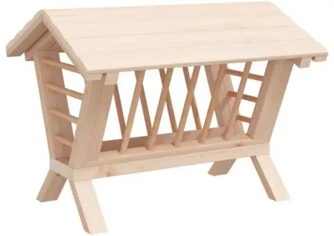 Hrănitor pentru fân de iepuri, 44x33x33 cm, lemn masiv brad - 3/5