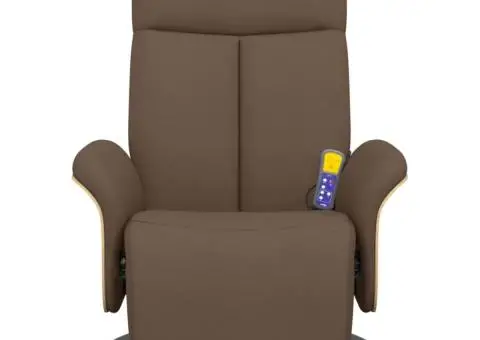 Fotoliu de masaj rabatabil cu suport de picioare, maro, textil - 3/5