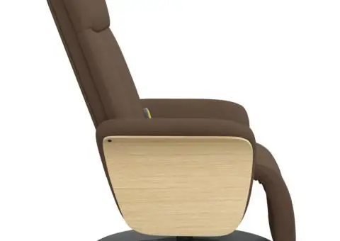 Fotoliu de masaj rabatabil cu suport de picioare, maro, textil - 4/5