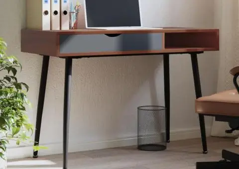 Birou de computer cu sertar, maro, 110x50x75 cm, lemn prelucrat - 1/5