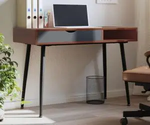 Birou de computer cu sertar, maro, 110x50x75 cm, lemn prelucrat