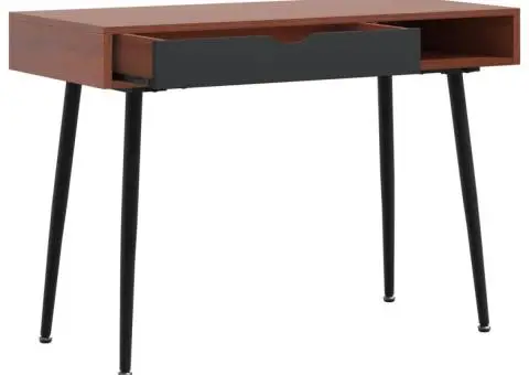 Birou de computer cu sertar, maro, 110x50x75 cm, lemn prelucrat - 3/5