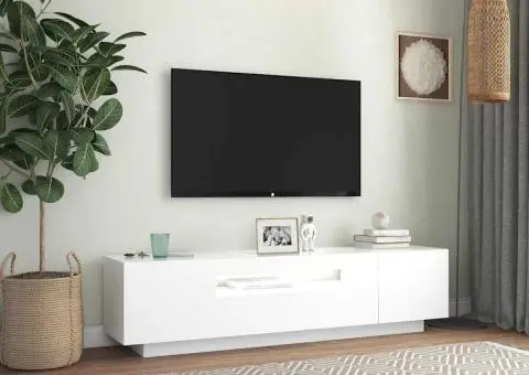 Comodă TV cu lumini LED, alb, 160x35x40 cm - 4/5