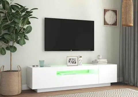 Comodă TV cu lumini LED, alb, 160x35x40 cm - 5/5