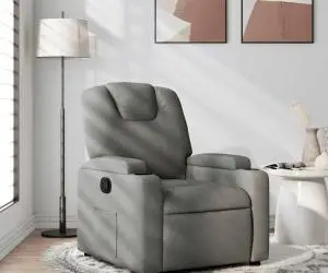 vidaXL Fotoliu rabatabil, gri închis, material textil