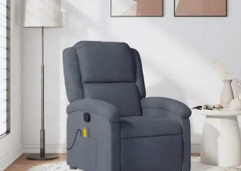 Fotoliu de masaj rabatabil, gri închis, catifea - 1/5