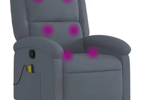 Fotoliu de masaj rabatabil, gri închis, catifea - 2/5