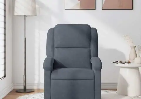 Fotoliu de masaj rabatabil, gri închis, catifea - 3/5