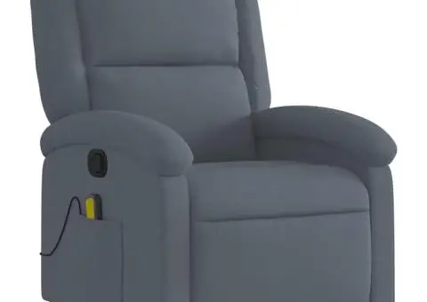 Fotoliu de masaj rabatabil, gri închis, catifea - 4/5