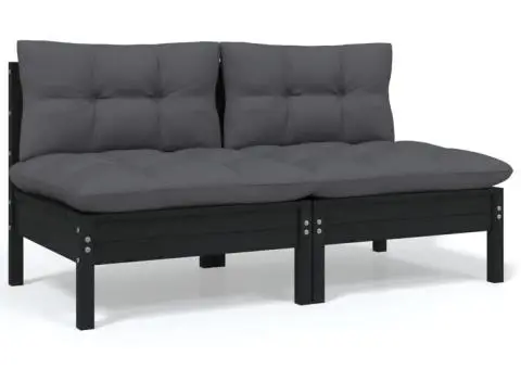 Set mobilier de grădină cu perne, 13 piese, antracit, lemn pin - 4/5