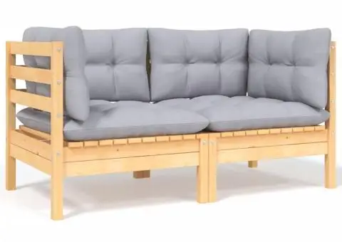 Set mobilier grădină cu perne gri, 5 piese, lemn masiv de pin - 5/5