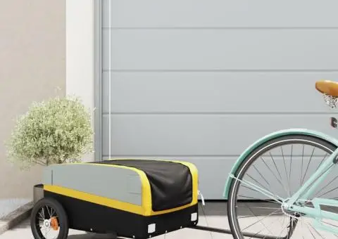 Remorcă pentru biciclete, negru și galben, 30 kg, fier - 1/5