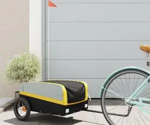 vidaXL Remorcă pentru biciclete, negru și galben, 30 kg, fier