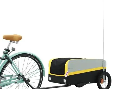 Remorcă pentru biciclete, negru și galben, 30 kg, fier - 3/5
