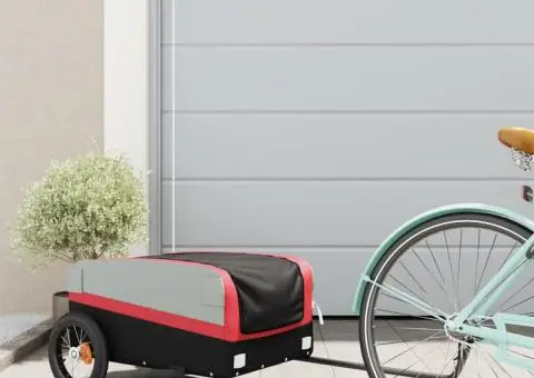 Remorcă pentru biciclete, negru și roșu, 30 kg, fier - 1/5
