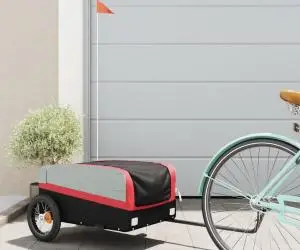 vidaXL Remorcă pentru biciclete, negru și roșu, 30 kg, fier