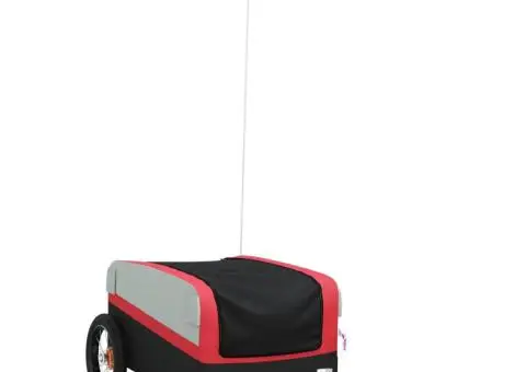 Remorcă pentru biciclete, negru și roșu, 30 kg, fier - 2/5