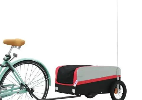 Remorcă pentru biciclete, negru și roșu, 30 kg, fier - 3/5