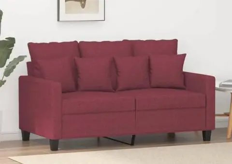 Canapea cu 2 locuri, roșu vin, 120 cm, material textil - 1/5