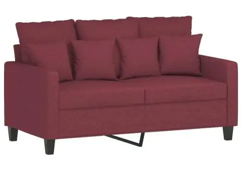 Canapea cu 2 locuri, roșu vin, 120 cm, material textil - 2/5