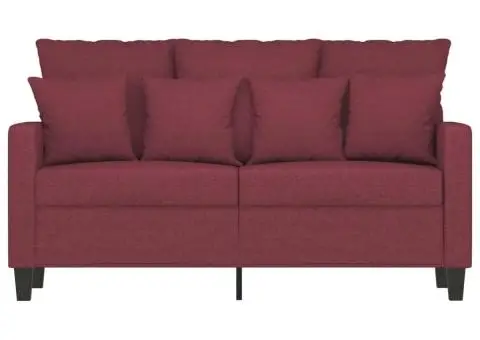 Canapea cu 2 locuri, roșu vin, 120 cm, material textil - 3/5