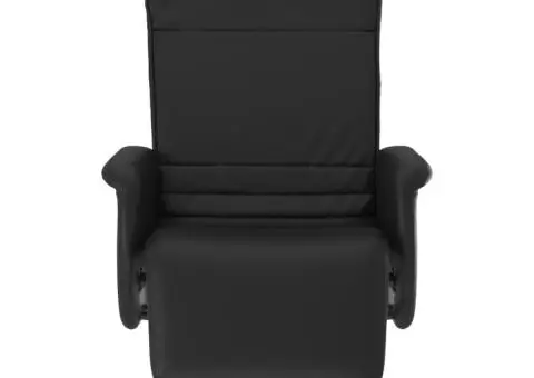 Fotoliu rabatabil cu suport de picioare, negru, piele ecologică - 3/5