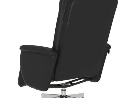 Fotoliu rabatabil cu suport de picioare, negru, piele ecologică - 5/5