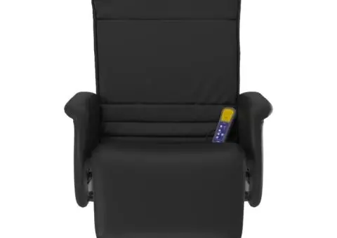 Fotoliu de masaj rabatabil, cu taburet, negru, piele ecologică - 3/5