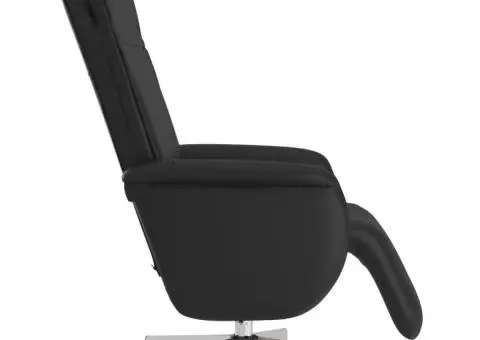 Fotoliu de masaj rabatabil, cu taburet, negru, piele ecologică - 4/5